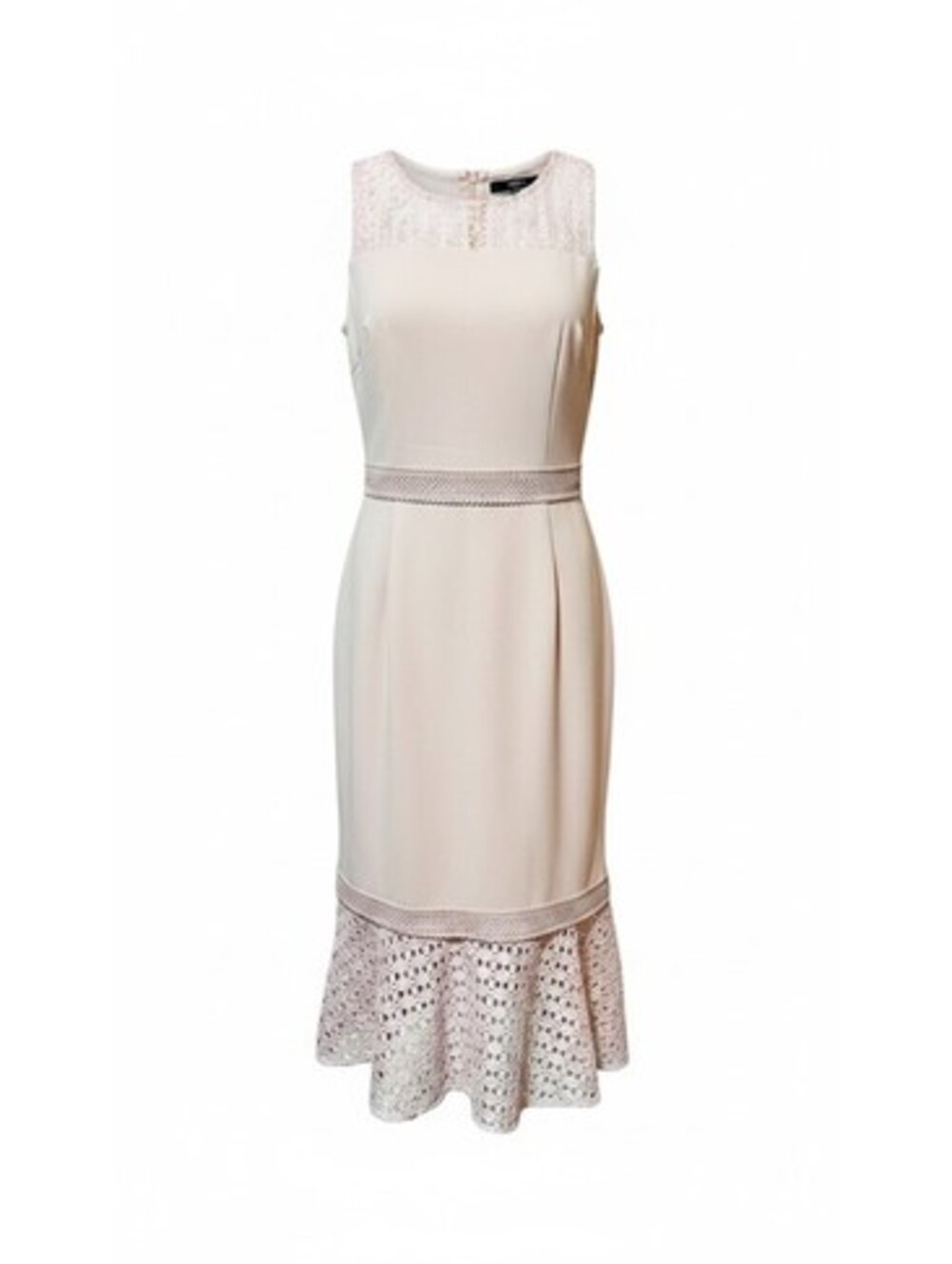 Chelsea28 Blush Pink Lace Inset Ruffle Midi Dress-Medium